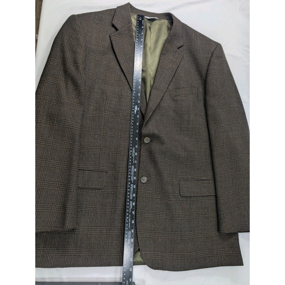 Joseph Feiss Blazer Coat Sport Suit Jacket Lambswool Houndstooth Plaid 48L 50" - Picture 7 of 13